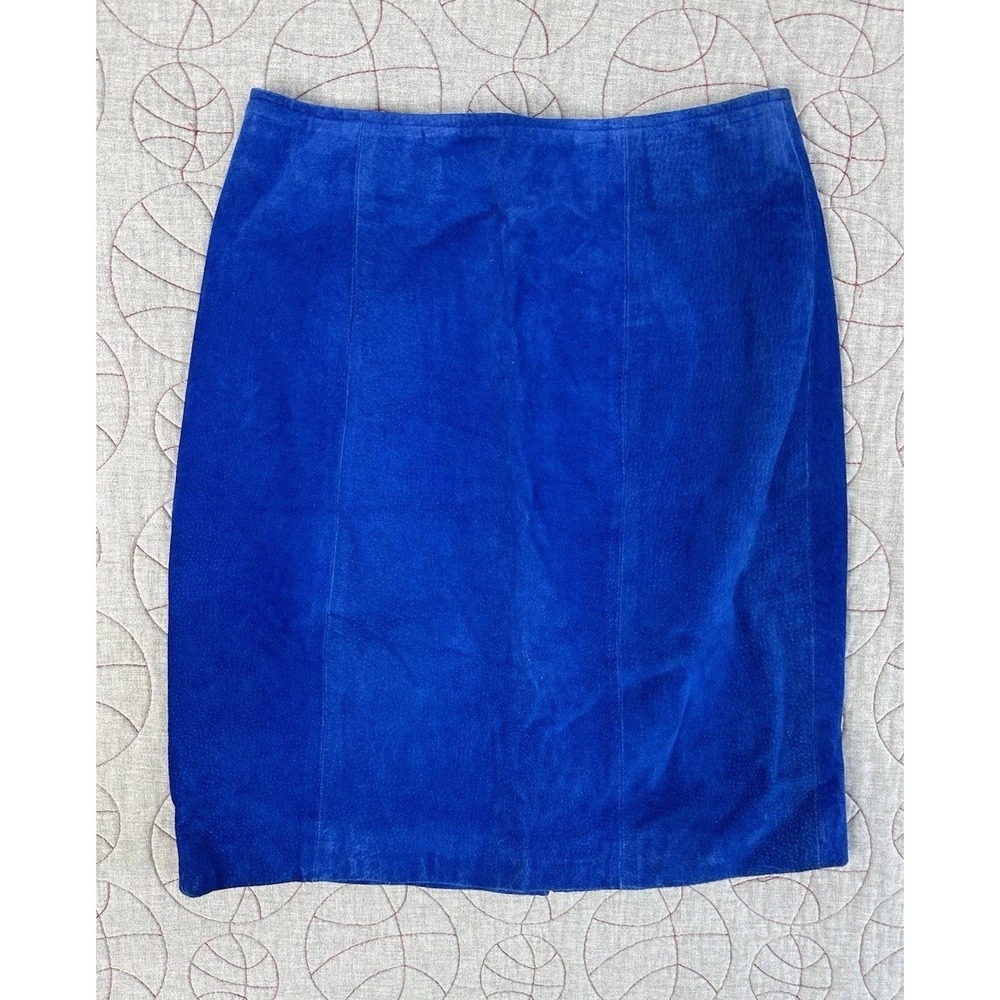 Wilsons Leather Suede Skirt Blue Vintage Pencil / Womens 10